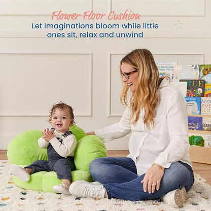 ECR4Kids SoftZone Flower Cozy Cushion Floor Pillow, Bright Green