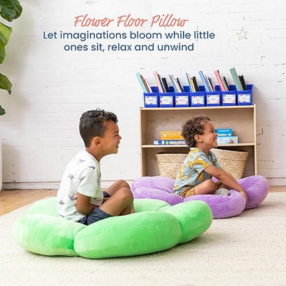 ECR4Kids SoftZone Flower Floor Pillow, Seating Cushion, Bright Green