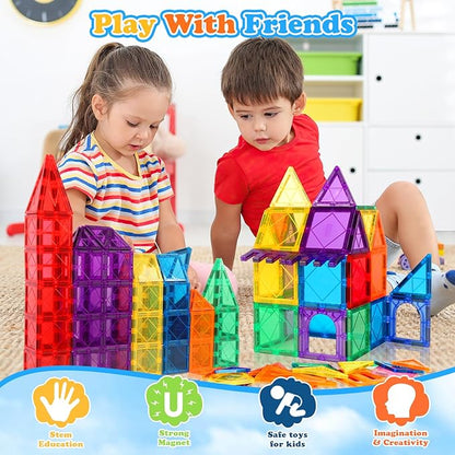 Magnetic Tiles Toys for 3 4 5 6 7 8 Year Old Boy Girls Kids Beginner Set,Magnetic Building Blocks Learning Toys for Toddlers Age 2-4 3-5 4-5 5-6 6-8 Birthday Christmas Ideas (20PCS Colourful)