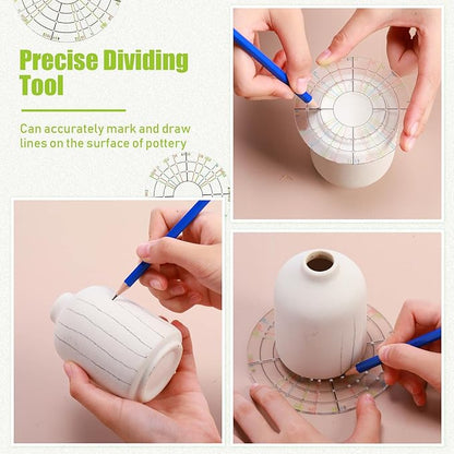Wonderjune 5 Pcs Ceramic Pottery Trimming Spinner Tools Set 4.72 in/3.54 in Rotary Disc Pottery Wheel Trimmer Tool Clay Tools with 3 Size Metal Pottery Throwing Wheel for Pottery Clay Artist