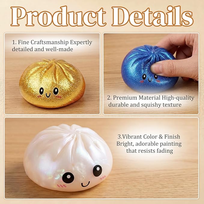 Glitter Dumpling, Glitter Dumpling Squishy with Box (White)