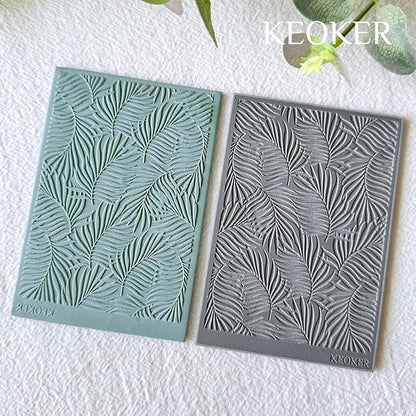 KEOKER Polymer Clay Texture Sheets Set, Works with Clay Cutter, Effect as Texture Roller, Sheets for Clay, Leaf C Earring Molds