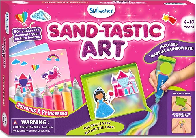 Skillmatics Art & Craft Activity - Sand-Tastic Art Unicorns & Princesses, Easter Basket Stuffers, Sand Art for Kids, Craft Kits & Supplies, DIY Creative Activity, Gifts for Ages 4, 5, 6, 7, 8, 9, 10