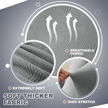 JIVINER Recliner Chair Covers, Jacquard 3 Piece Slipcovers for Recliner Chair Soft Stretch Lazy Boy 1 Seater Reclining Protector with Pockets (Recliner, Light Grey)