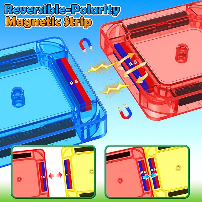 Mini Magnetic Tiles Road Travel Essentials Set — Portable STEM Sensory Magnetic Building Blocks for Toddlers & Preschool, Compact Travel Toys for 3+ Boys & Girls, Easter Birthday Gift
