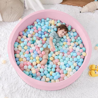 SHJADE 47.2"x 13.8" Foam Ball Pit, Large Ball Pits for Toddlers, Soft Round Playpen Ball Pool for Kids, Ideal Gift for Child Indoor and Outdoor Game, Pink(Balls not Included)