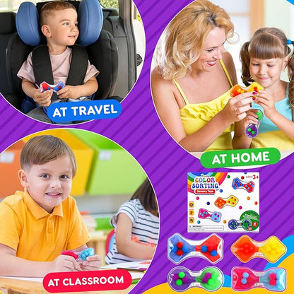 Sensory Fidget Toys for Kids Toddler: 4 Pack Color Sorting Sensory Toys for Autism - Squeeze Calming Toys for Toddler Girls Boys - Quiet Fidget Toys for Student Classroom - Goodie Bags Stuffers