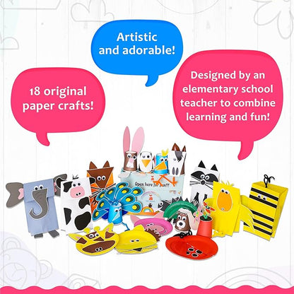 Crafty Mother 18 Awesome Paper Crafts Arts and Crafts Supplies – Award Winning Crafts for Kids Ages 4-8 Toddler Activities -Fun and Educational Kids Art Supplies Promote Motor Skills, Problem Solving