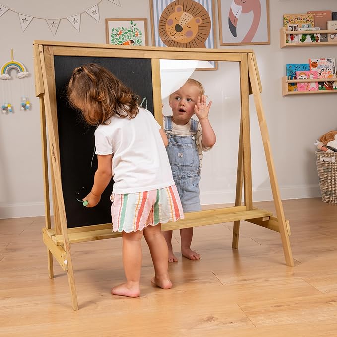 Chalkboard and Painting Easel for Kids. Wooden Double Sided Easel for Arts and Crafts, Learning and Playing. for Indoor and Outdoor Use FSC Treated Wood.