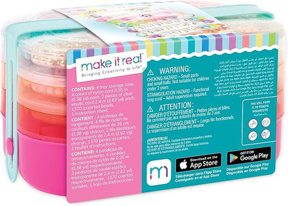 Make It Real: Beads 2-Go! DIY Jewelry Set - 1381pc, Bento Style Travel Case, 1370 Beads, Design & Create Personalized Jewelry, Girls & Kids Ages 8+
