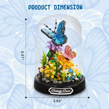 Topdear Flower Bouquet Building Set with LED String Light, Butterfly Flower Botanical Collection, 530 Pcs Mini Bricks Building Blocks Toy for Kids, Adults, Gift for Mother's Day, Christmas