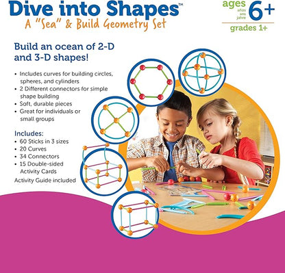 Learning Resources Dive into Shapes! A Sea and Build Geometry Set - Math Manipulatives, 3d Classroom Must Haves, STEM Games, Fine Motor Skills, Science Experiments for Kids, Building Supplies
