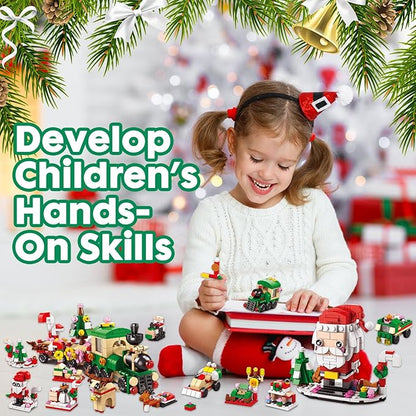 Calendar 2024 Christmas Building Blocks Set, 6 IN 1 Christmas Toys, Building Blocks Toys Holiday Countdown Calendars, Ideas Gift for for Teens Boys Girls 6-12 Year (Small Train)