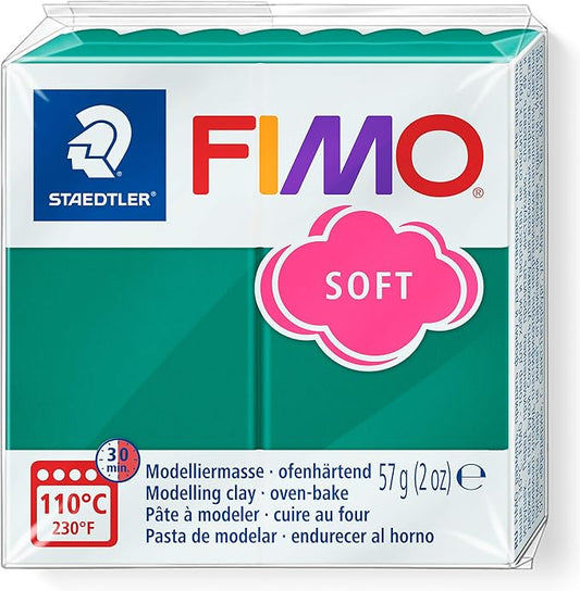 Staedtler FIMO Soft Polymer Clay - -Oven Bake Clay for Jewelry, Sculpting, Crafting, Emerald 8020-56