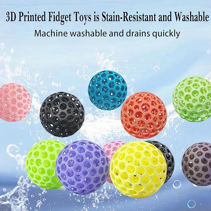 2 Packs 3D Printed Fidget Toys Stress Ball for Kids Adults Grip Strength Trainer,Squishy Hand Therapy Ball for Anxiety Relief,3D Textured Classroom Gifts Kids Focus Decompression Ball for Office