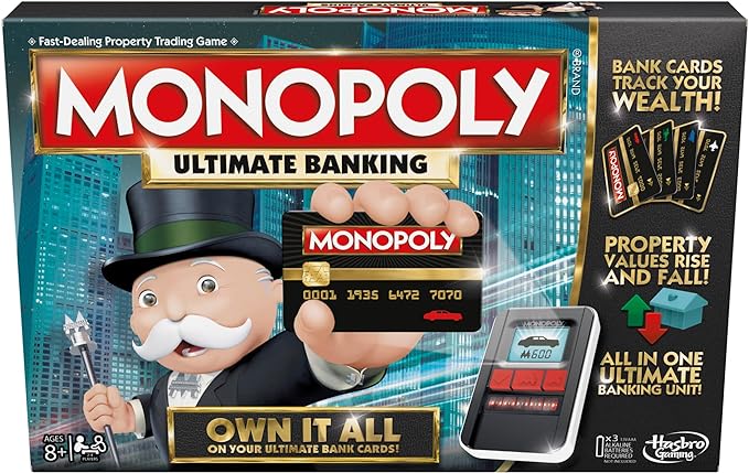 Hasbro Gaming Monopoly Ultimate Banking Edition Board Game for Families and Kids Ages 8 and Up, Electronic Banking Unit (Amazon Exclusive)
