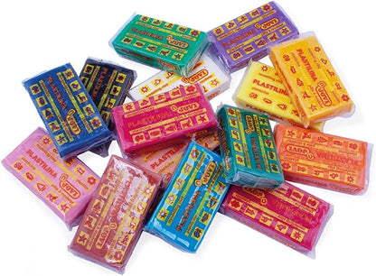 Jovi Plastilina Reusable and Non-Drying Modeling Clay, Set of 30 1.75 Oz. Plasticine Bars, 2 Each of 15 Colors, Non-Toxic and Gluten-Free, for Arts and Crafts Projects