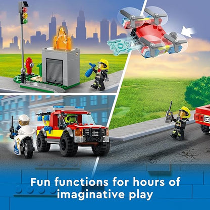 LEGO City Fire Rescue & Police Chase Building Set 60319 - Kid's Fire & Police Build, Featuring 3 Minifigures, Emergency Truck, Patrol Car, Motorcycle Toys, Gifts for Boys and Girls Age 5+ Years Old