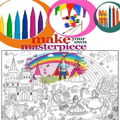 ALEX Art, Giant Coloring Poster - Princess Huge Posters to Color - Large Coloring Poster for Wall - Coloring Posters for Kids - Giant Coloring Pages - Jumbo Coloring Poster, Big 38.5" x 26"