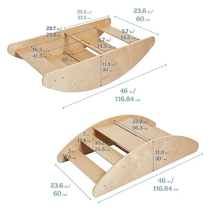 ECR4Kids Rocking Boat and Steps, Play Center, Natural