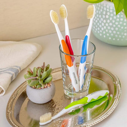 MOUTHWATCHERS Soft Manual Toothbrushes, Family Pack, 2 Adult, 2 Childrens Flossing Toothbrushes, Ultra Clean, Good for Sensitive Teeth and Gums, by Dr. Plotka's