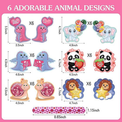 24 Pcs Valentines Day Slap Bracelets for Kids Party Favors, Holiday Slap Bracelets with Colorful Hearts for Girls Valentine's Day Party Decorations Classroom Prizes Birthday Gifts