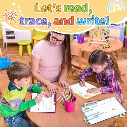 CVC Word Games Sentence Building for Kids, Handwriting Practice Writing to Learn Tracing Sight Words Phonics Flash Cards, Pre k Preschool Kindergarten Homeschool Learning Activities