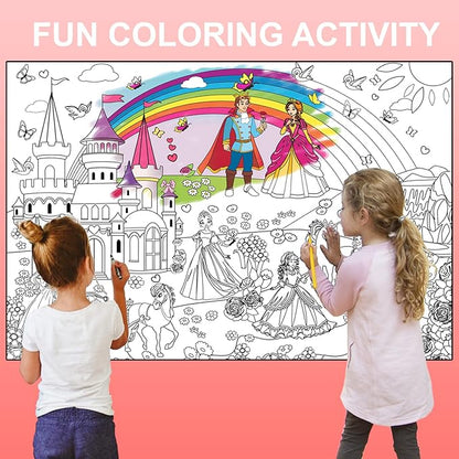 ALEX Art, Giant Coloring Poster - Princess Huge Posters to Color - Large Coloring Poster for Wall - Coloring Posters for Kids - Giant Coloring Pages - Jumbo Coloring Poster, Big 38.5" x 26"