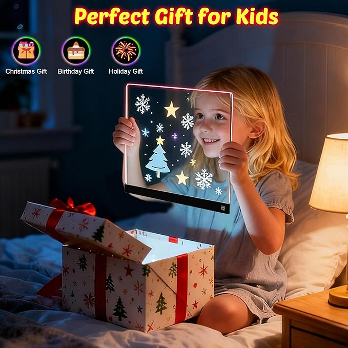 16-Inch LED Drawing Board for Kids | Light Up Doodle Board Glow Drawing Tablet | Reusable Kid Drawing Pad Toy | Arts Supplies Crafts for Kids Ages 4-8 | Creative Art Birthday Gifts for Girls Boys