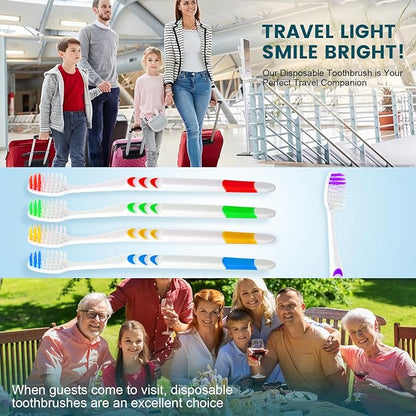 Navona 300 PCS Individually Wrapped Bulk Toothbrush Pack, Disposable Toothbrush, Soft Toothbrush for Adult or Kid, Soft Bristle Toothbrush, Ergonomics Handle, Perfect for Travel, Hotel, Donation