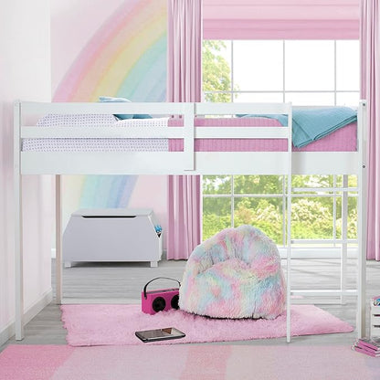 Delta Children Twin Loft Bed with Guardrail and Ladder (Coordinates with Disney Princess & JoJo Siwa Tents Sold Separately), White