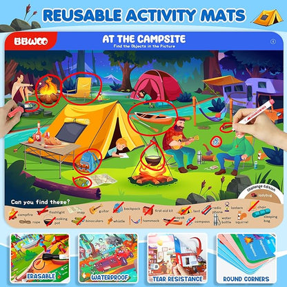 Preschool Learning Activities Search and Find Books, Travel Game for Road Trip Car Airplane, Busy Book Activity Books Birthday Gifts for Kids Ages 3-8