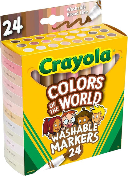 Crayola Colors of The World Markers (24 Count), Skin Tone Markers for Kids, Coloring Book Supplies, Skin Colored Markers, Gifts for Kids