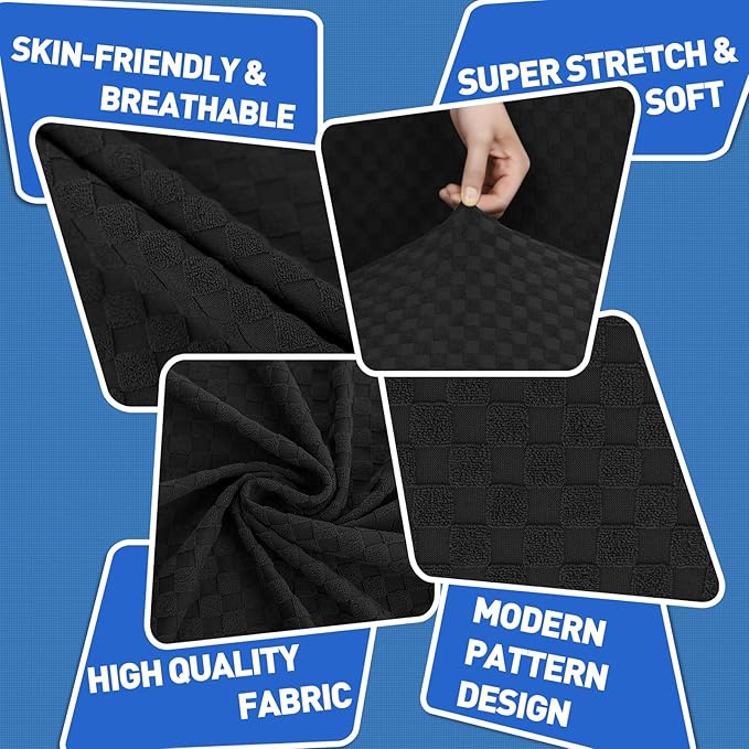 MAXIJIN 4 Piece Couch Covers for 3 Cushion Couch Super Stretch Non Slip Couch Cover for Dogs Pet Friendly Elastic Jacquard Furniture Protector Sofa Slipcovers (Sofa, Black)