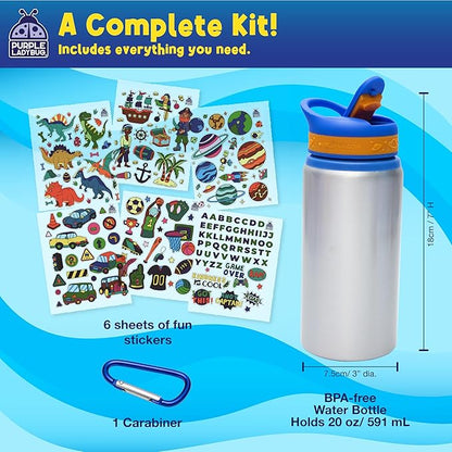 PURPLE LADYBUG Decorate Your Own Water Bottle for Boys - Crafts for Boys Ages 6-8, Birthday Gift for 5-10 Year Old Boy, Easter Gifts for Kids Boys, Valentines Day Gift