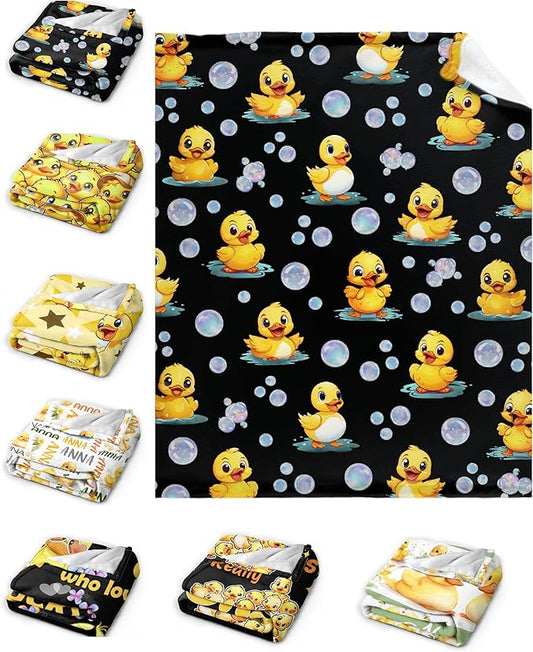 Aparajita Ducks Blanket Adult Duck Blanket Kids Funny Blanket Suitable for Living Room Bedroom Bed Sofa Crib Couch Chair Outdoor All Season Items That Yellow Duck Lovers Will Love 60"x50"for Teens
