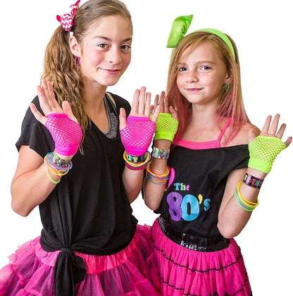 Civaner 40 Pcs 80s 90s Party Favors Slap Bracelets 80s Wristbands Bracelets for Kids Retro Birthday Party Supplies Cute Cassette Tape for 1980s 80s Neon Throwback Adults Birthday Party Supplies