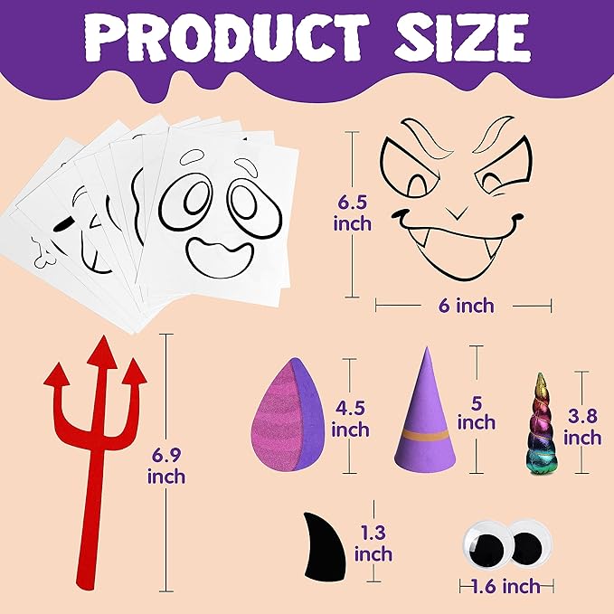 Klever Kits Halloween Arts and Craft Pumpkin Painting Kit, Party Favors for Kids, Halloween Pumpkin Decorating Kit for Party Supplies, Halloween Party Decor DIY Coloring Activities School Party Games