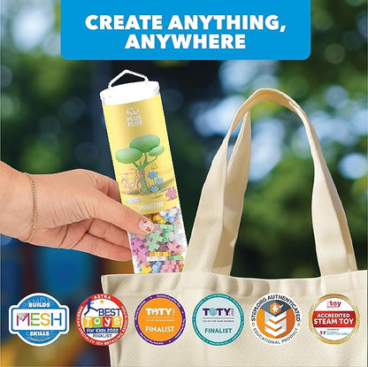 PLUS PLUS 240 Piece Interlocking Building Blocks for Kids, Open Ended Connecting Toys, STEM Bin Classroom Mini Manipulatives - Spring Mix Play Tube