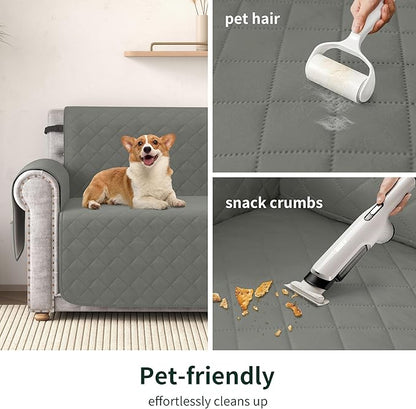 CHUN YI Oversized Couch Cover, Water Resistant Sofa Cover Slipcover for 4 Cushion Sofa, Washable with Adjustable Strap Storage Pocket for Living Room Dog Pet (Oversized Sofa, Light Grey)