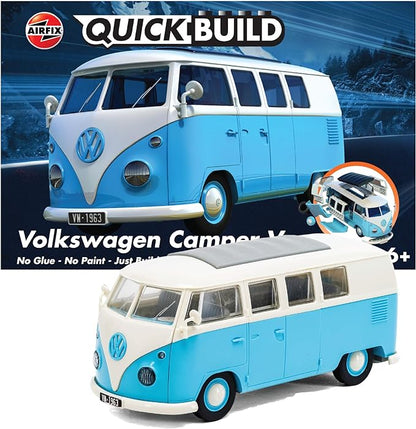 Airfix Quickbuild Volkswagen Light Blue Camper Van Brick Building Model Kit, Multicolor