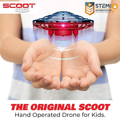 Force1 Scoot Combo Hand Operated Drone for Kids or Adults - Hands Free Motion Sensor Mini Drones, Easy LED Indoor Rechargeable UFO Flying Orb Ball Drone Toys for Boys and Girls (Red/Blue)