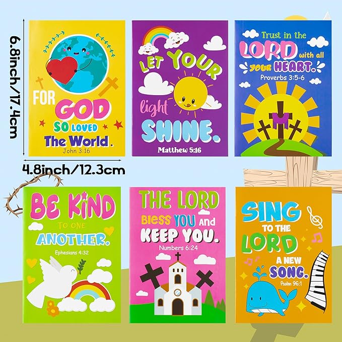 Dvbonike 48Pcs Bible Coloring Books - Religious Theme DIY Color-in Pages with Inspirational Words Drawing Holiday Christian Activity Supplies for Sunday School Classroom Rewards Artwork Gift for Kids