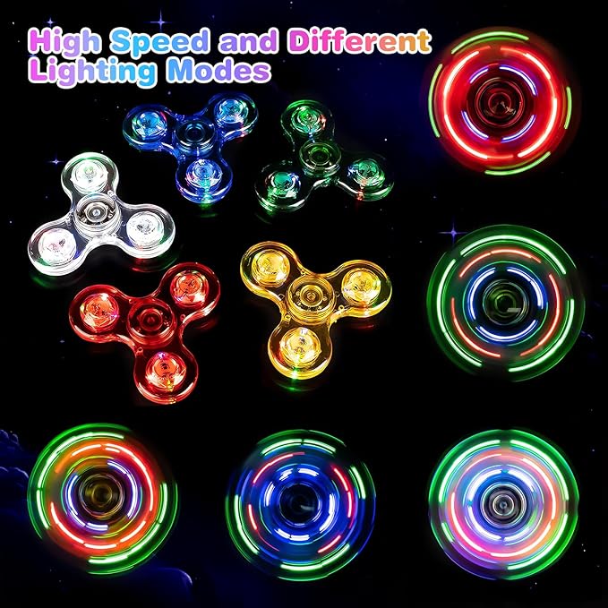 FIGROL 5 Pack Fidget Spinners｜LED Light Up Fidget Spinners for Children｜Party Favors｜Goodie Bag Stuffers Classroom Prizes