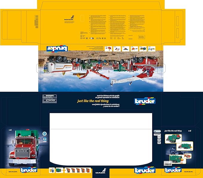 Bruder Mack Granite Garbage Truck (Ruby red-Green)