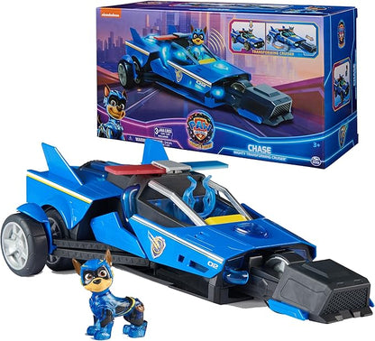 Paw Patrol: The Mighty Movie, Chase's Mighty Transforming Cruiser with Mighty Pups Action Figure, Lights and Sounds, Kids Toys for Boys & Girls 3+