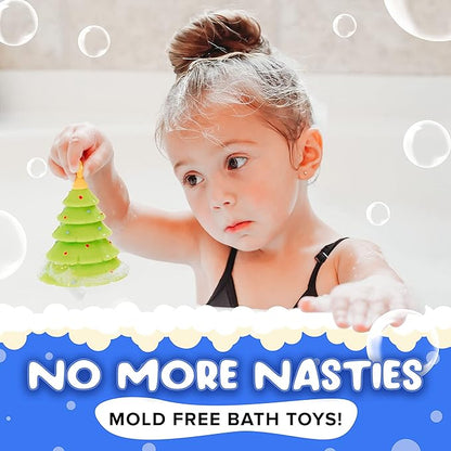 SplashEZ Bath Toys for Kids & Toddlers, Kids Bath Toys for Boys, Mold Free No Hole Sealed, Soft Durable Christmas Play Set Gift, No Mold for Water Tub & Pool, Ages 0-1-3-4-5-6-8