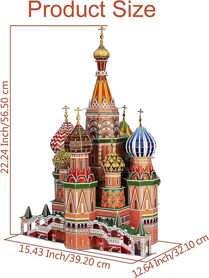 WISESTAR 22.2" H Large 3D Puzzles Model for Adults and Kids, 231PCS Russia St. Basil's Cathedral Building Set, Handmade Architectural Craft House Kits, Educational Toy Birthday Gift for Boys Girls