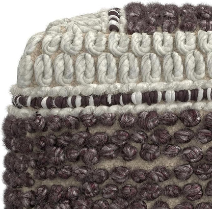 SIMPLIHOME Grady Contemporary Square Pouf in Magenta and Natural Handloom Woven, for The Living Room, Bedroom and Kids Room