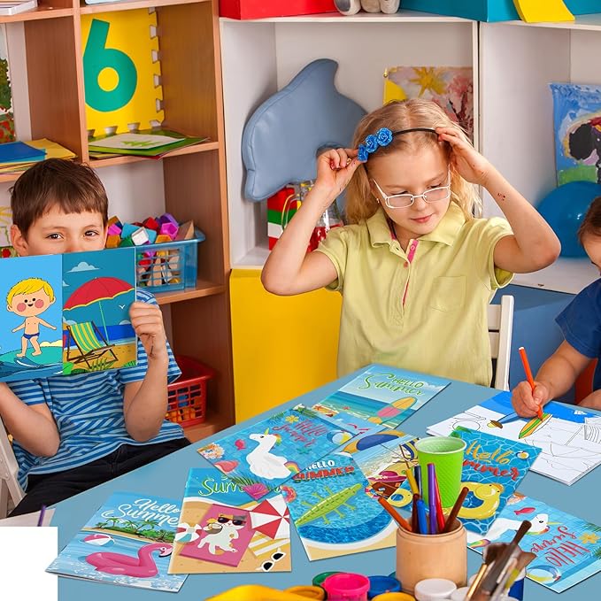 Estune 40 Pcs Coloring Books Summer Beach Party Favor for Kids Coloring Book Set Mini Small Coloring Books Goodie Bag Stuffers Gift Classroom Home